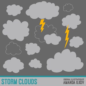 Premium Storm Clouds Clipart for Digital Scrapbooks, Crafting, Invitations, Web Storm Clouds Clipart, Lightning Clip Art, Storm Clip Art image 1