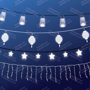 Premium Patio Light Clip Art, Light Strings Clip Art, String Lights Clipart, Wedding Embellishments, Wedding Lights, Lantern Cli image 2