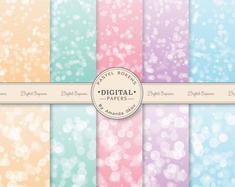 Premium Pastel Bokeh Digital Papers for Scrapbooks, Crafts, Web & More - Bokeh Backgrounds, Bokeh Art, Pastel Glitter Digital Paper