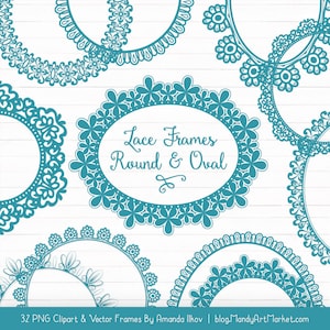 Vintage Blue Round Lace Frames Clipart & Vectors - Vintage Blue Lace Frames, Vintage Blue Vector Lace