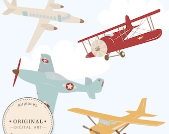 Professional Airplane Clipart & Airlplane Vectors - Airplane Clip Art, Airplanes Clip Art, Vintage Airplanes, Biplane Clipart