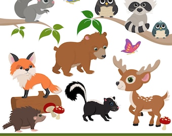 Premium Woodland Animal Clip Art, Woodland Animal Vectors - Woodland Vectors, Woodland Clipart, Forest Animals, Forest Animal Clipart