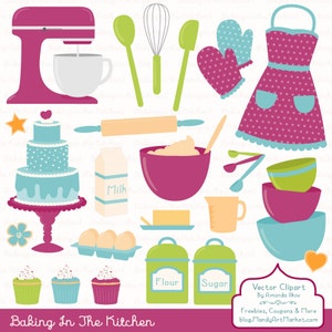 Professional Baking Clipart & Vectors in Bohemian - Kitchen Clipart,  Baking Vectors, Baking Clip Art, Cooking Clipart, Apron Clipart