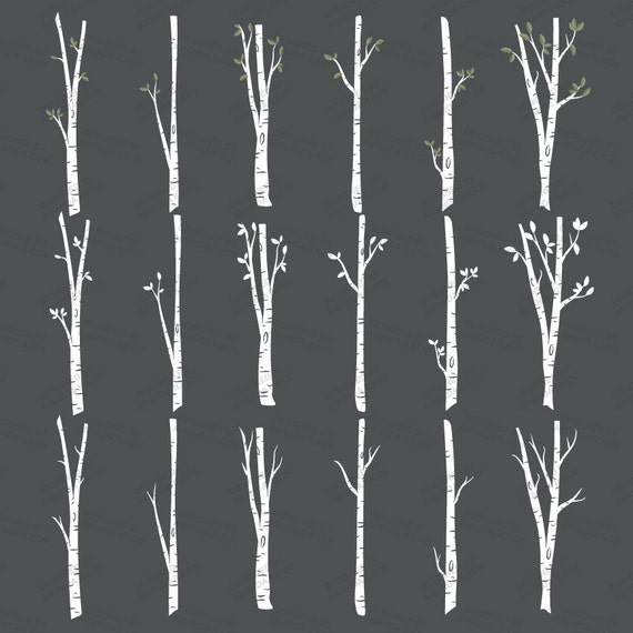 Premium Birch Tree Clipart & Vector Set Birch Tree Clip Art | Etsy