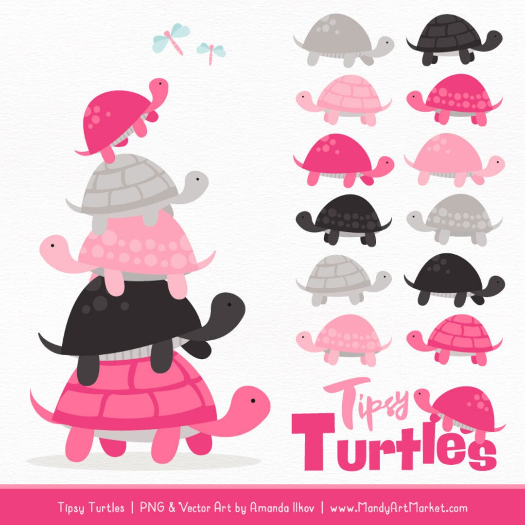 Professional Turtle Stack Clipart in Hot Pink - Turtle Clipart, Turtle ...