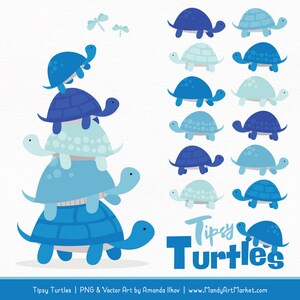 Könnte beinhalten: Ein Stapel blauer und hellblauer Schildkröten mit einer einzelnen blauen Schildkröte oben. Die Schildkröten sind in Pyramidenform angeordnet. Das Bild enthält den Text "Tipsy Turtles" in blauen Buchstaben.