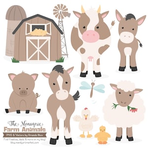 Premium Brown Farm Animals Clip Art & Vectors in Champagne - Farm Animals Clipart, Farm Animal Vectors, Barn Yard Clipart, Cow Clip Art