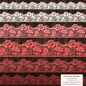 Bordi professionali in pizzo rosa in corallo - Bordo pizzo, Clipart pizzo, Pizzo Clip Art, Pizzo vettoriale, Clipart matrimonio, Clip Art matrimonio