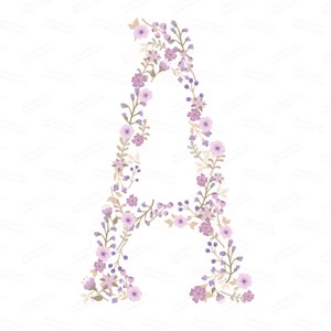 Professional Floral Alphabet Clipart & Vectors Lavender Floral Monogram Clipart, Floral Alphabet Clip Art, Floral Letters, Wedding Clipart image 3