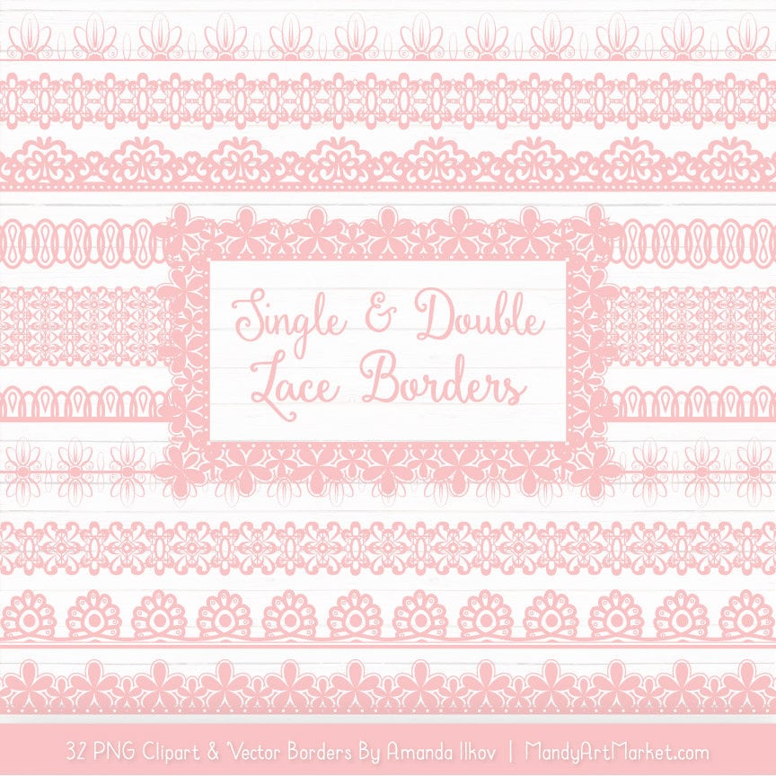 Professional Rose Lace Borders in Soft Pink Lace Border, Lace Clipart, Lace  Clip Art, Vector Lace, Wedding Clipart, Wedding Clip Art 