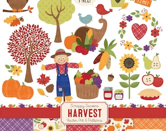 Harvest Fall Clip Art & Fall Patterns - Fall Clipart, Harvest Clipart, Autumn Vectors, Harvest Vectors, Fall Vectors