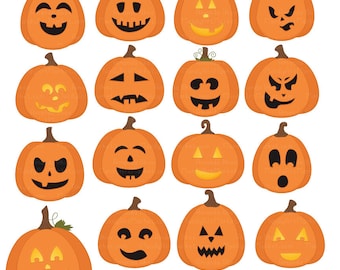 Mix N Match Jack O Lantern Clipart & Vectors - Halloween Clipart, Jack O Lantern Vectors, Halloween Vectors, Pumpkin Clipart