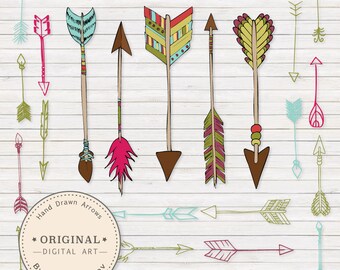 Premium Bohemian Arrows Clip Art & Vectors - Arrow Clipart, Tribal Clipart, Arrow Vectors, Arrow Clip Art, Native American Clip Art