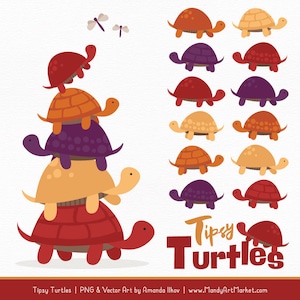 Professional Turtle Stack Clipart in Autumn - Turtle Clipart, Turtle Vectors, Autumn Turtles