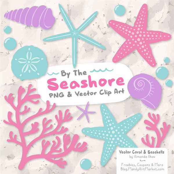 Premium Vector Seashells Clipart in Fresh - Pink Seashells, Starfish Clipart, Seashells Clip Art, Seashell Vectors, Coral Clipart