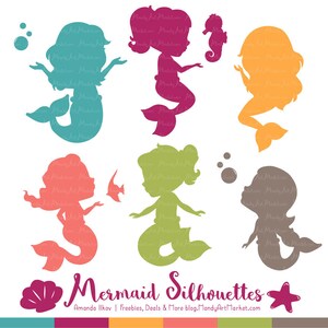 Professional Mermaid Silhouettes Clipart in Bohemian - bohemian Mermaids, Mermaid Clipart, Mermaid Vectors