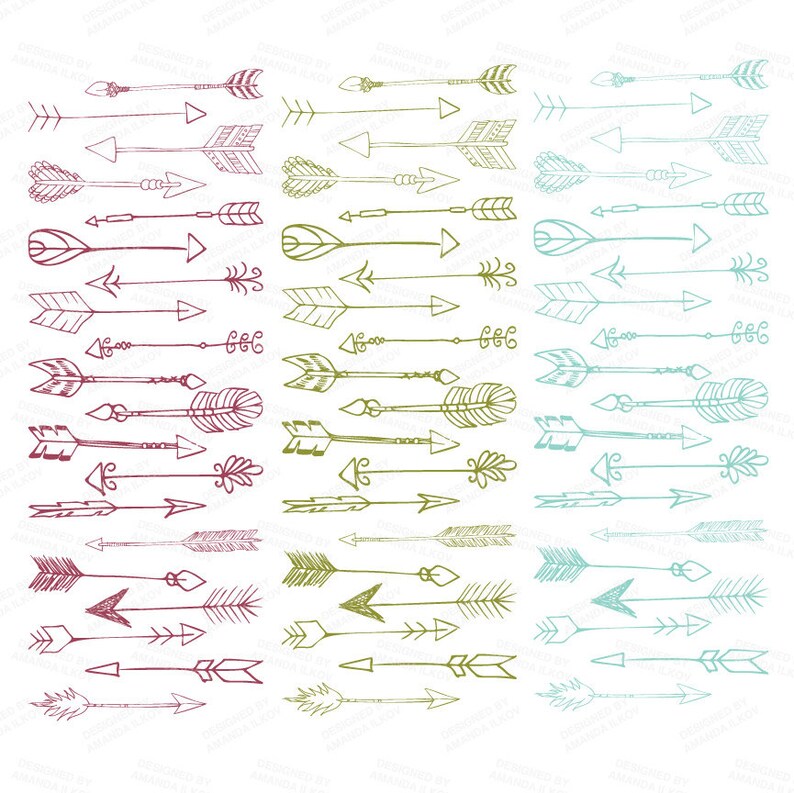 Premium Bohemian Arrows Clip Art & Vectors Arrow Clipart Etsy