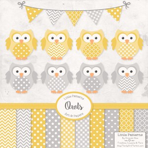 Premium Uil Clipart, Vectoren & Digitale Papieren in Zonneschijn - Gele Uil Clip Art, Uil Vectoren, Gepatineerde Uilen, Baby Uilen