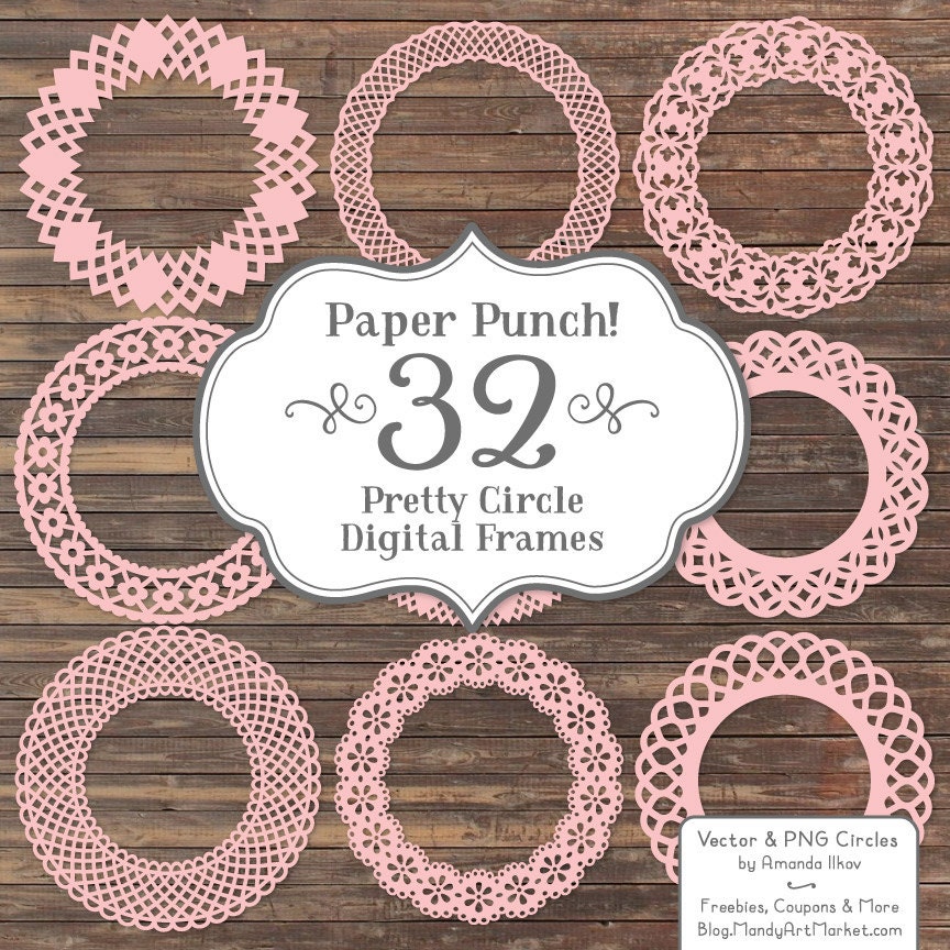 32 Premium Paper Punch Soft Pink Lace Frames Clipart & Vectors - Pink ...