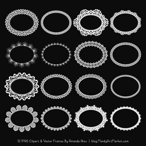 White Round Lace Frames Clipart & Vectors White Lace Frames, White Vector Lace image 4