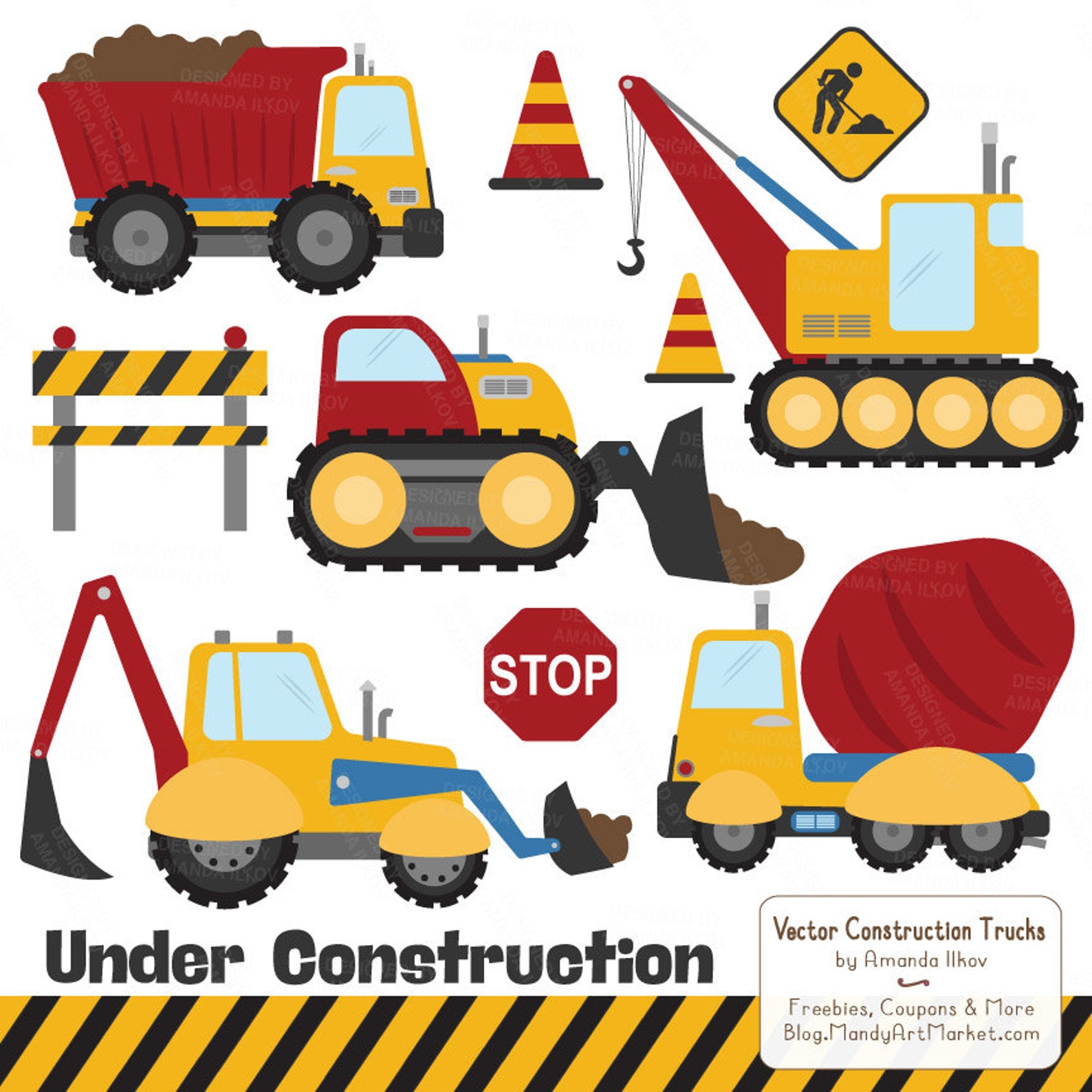 Cute Construction car Clipart