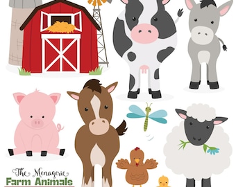 Premium Farm Animals Clip Art & Vectors - Farm Animals Clipart, Farm Animal Vectors, Barn Yard Clipart, Cow Clip Art, Horse Clip Art, Pig