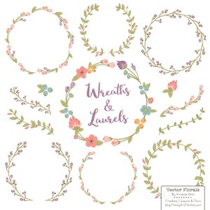 Floral Wreaths & Laurels in Vintage - Vintage Flower Wreath, Vintage Wreath, Wreath Clipart, Laurel Clipart
