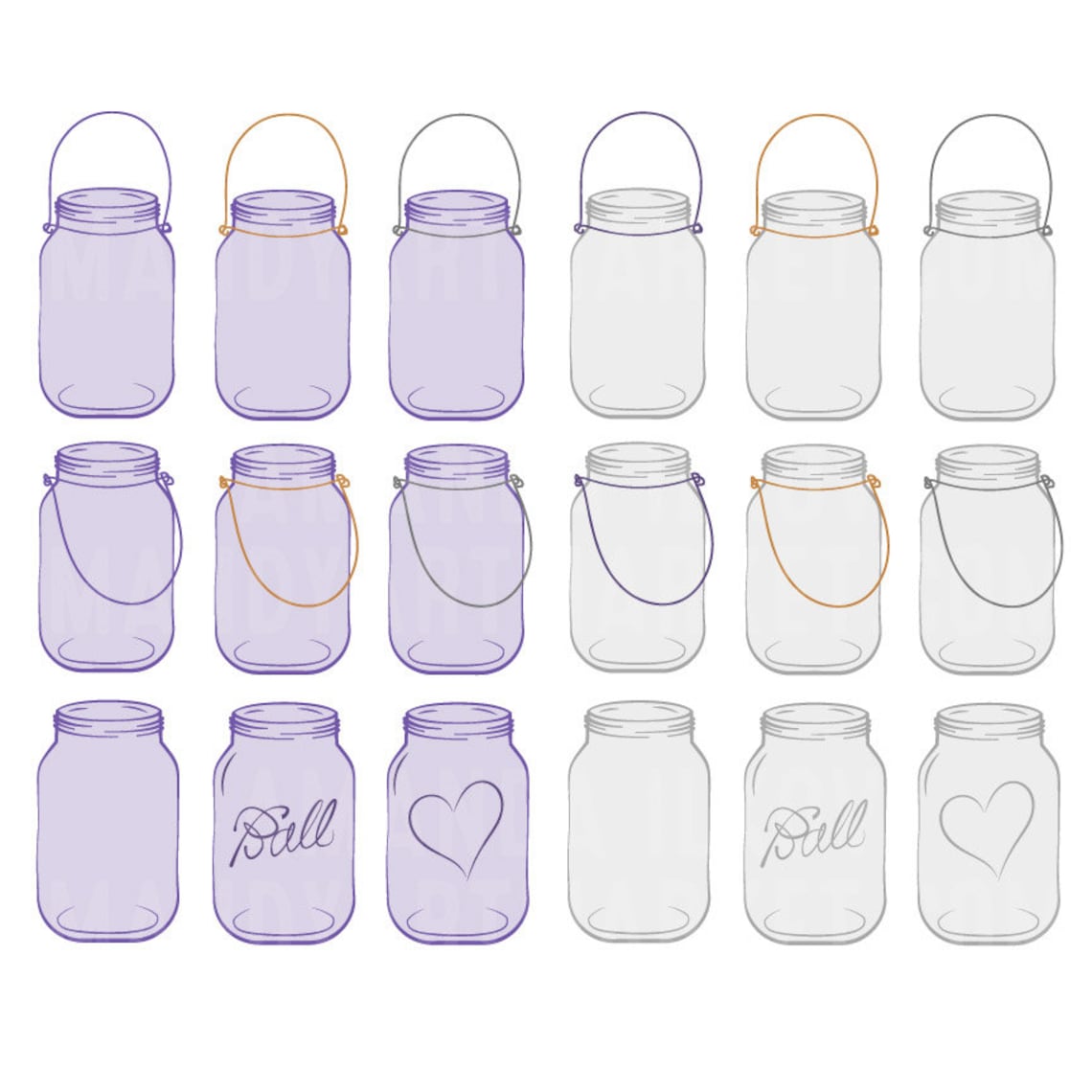 Professional Mason Jar Clipart in Purple Mason Jar Clipart Etsy