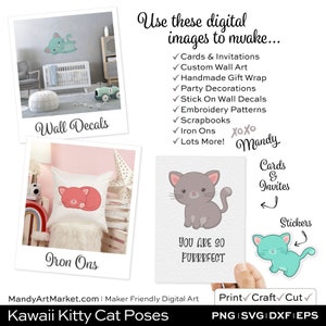 Professional Cute Cat Clipart in Warm Taupe PNG & EPS Vector Formats Includes 32 Cute Kitten Digital Art Pose Variations image 7