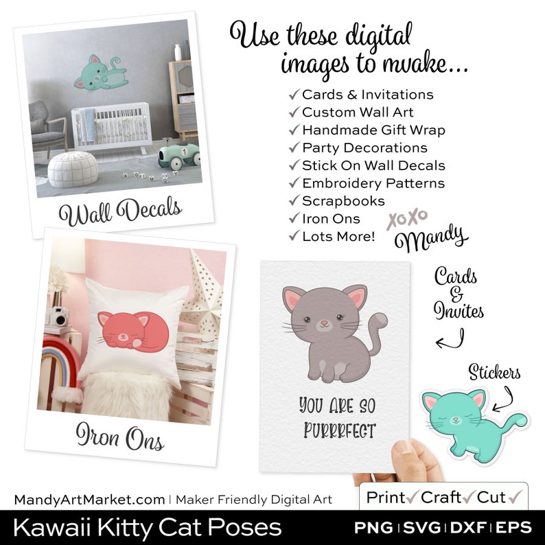 Professional Cute Cat Clipart in Warm Taupe PNG & EPS Vector Formats Includes 32 Cute Kitten Digital Art Pose Variations image 7