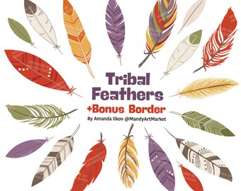 Professional Tribal Feathers Clipart & Vectors in Autumn - Feathers Clip Art, Feather Clipart, Feather Vectors, Feather Graphics