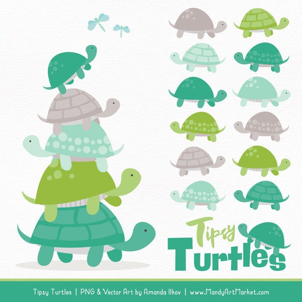 Professional Turtle Stack Clipart in Emerald Isle - Turtle Clipart, Turtle Vectors, Emerald Isle Turtles