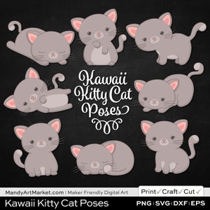 Professional Cute Cat Clipart in Warm Taupe PNG & EPS Vector Formats Includes 32 Cute Kitten Digital Art Pose Variations image 2
