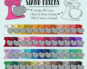 Rainbow Doodle Stand Mixer Clipart - Cooking Clipart, Baking Clipart, Kitchen Clipart