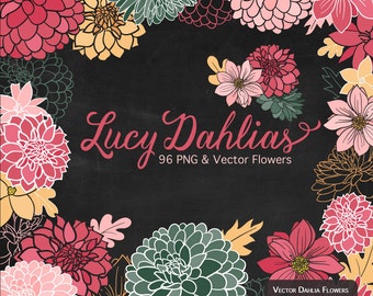 Lucy Dahlia Clipart & Vectors in Rose Garden - rose flowers, vector flowers, flower clipart, dahlia flowers, vector dahlias, dahlia clipart