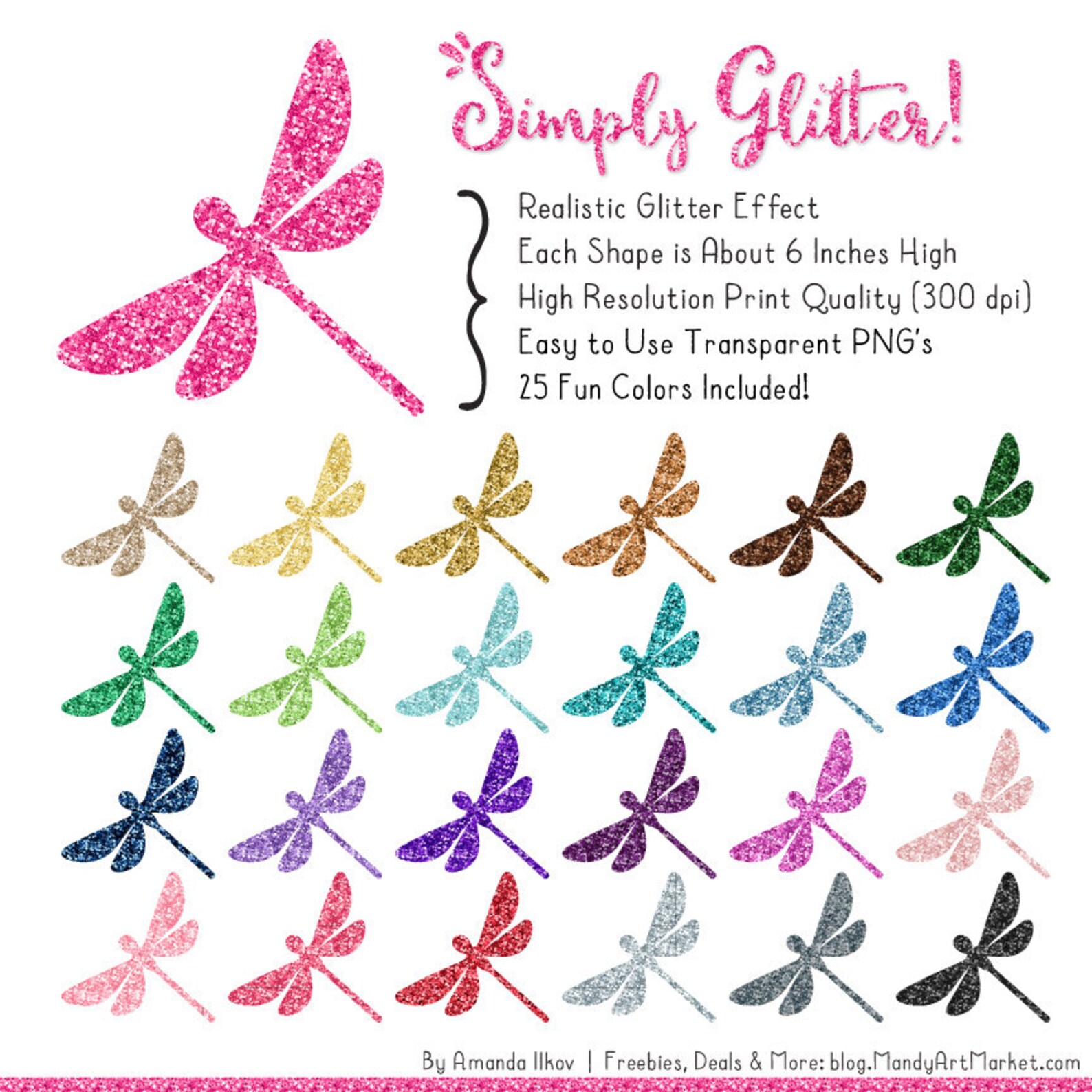 Professional Glitter Dragonfly Clipart Glitter Dragonflies - Etsy