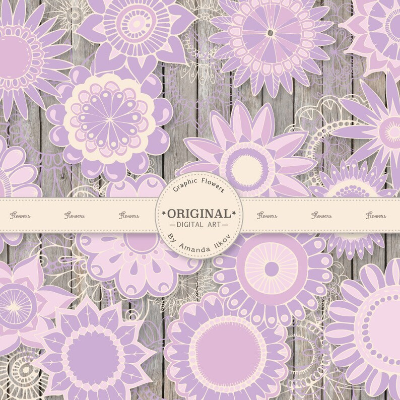Professional Lavender Flower Clipart Vectors Floral Clip Etsy