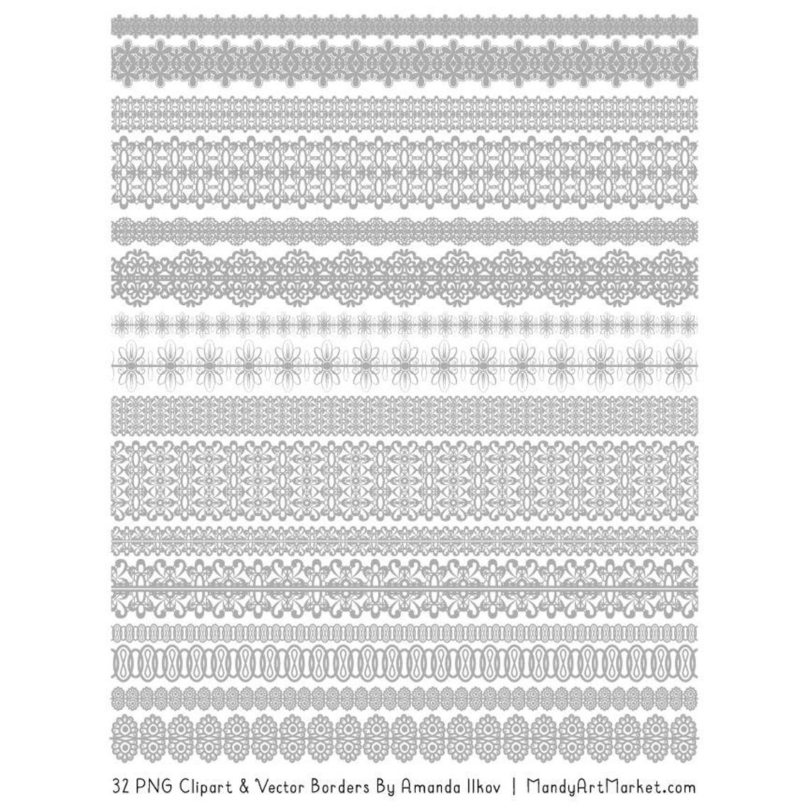 Grey Lace Borders Clipart & Vectors - Grey Lace Borders, Grey Vector ...