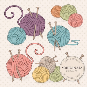 Premium Knitting Clipart & Vectors - Knitting Clip Art, Knitting Vectors, Yarn Clipart, Knitting Needles Clipart, Yarn Ball Clipart