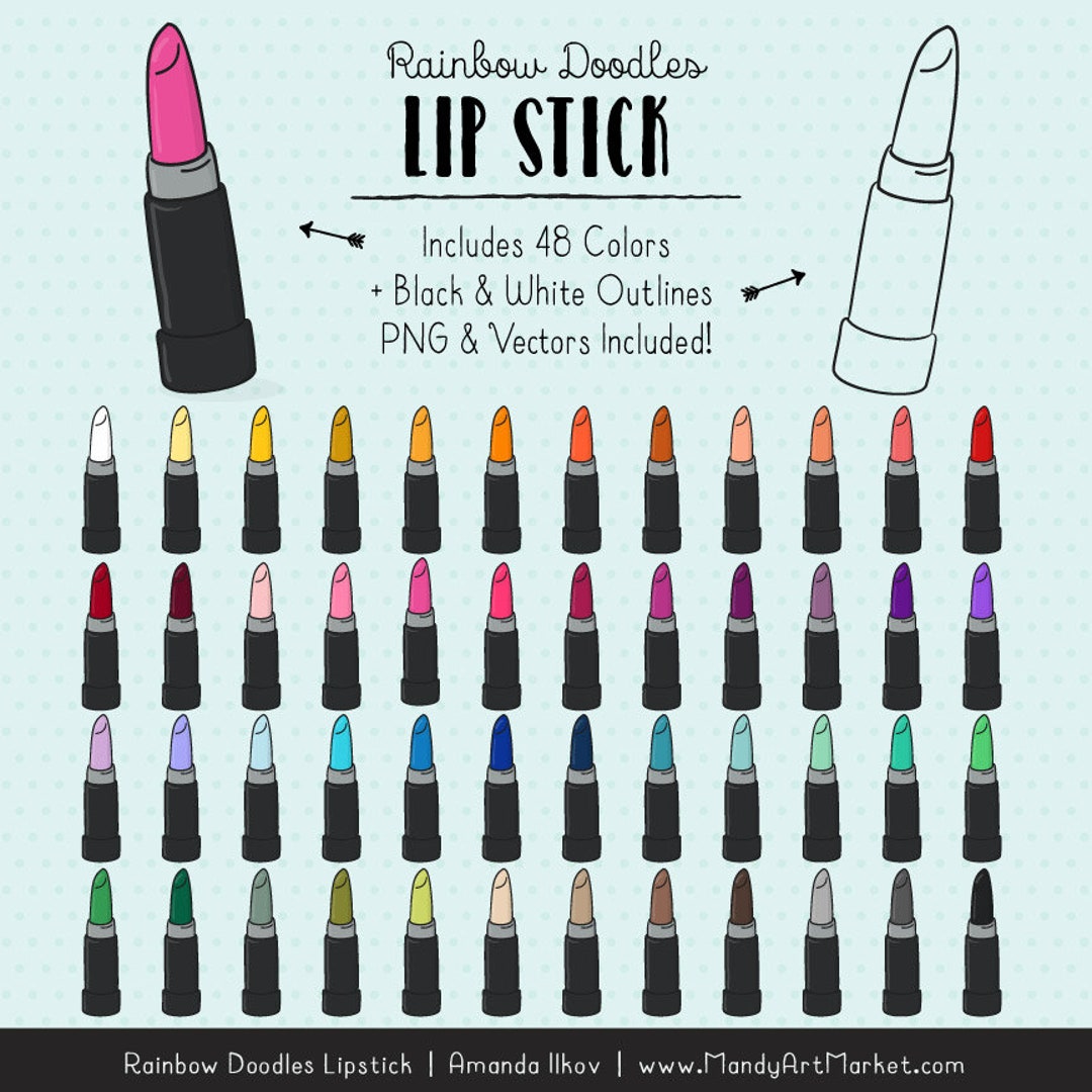 Rainbow Doodle Lipstick Clipart - Beauty Clipart, Makeup Clipart ...