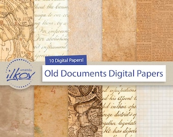Old Paper Digital Papers for Scrapbooks, Crafts + More - Old Digital Papers, Map Papers, Old Digital Paper, Old Maps