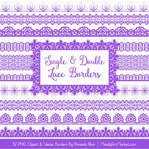 Purple Lace Borders Clipart & Vectors - Purple Lace Borders, Purple Vector Lace Borders