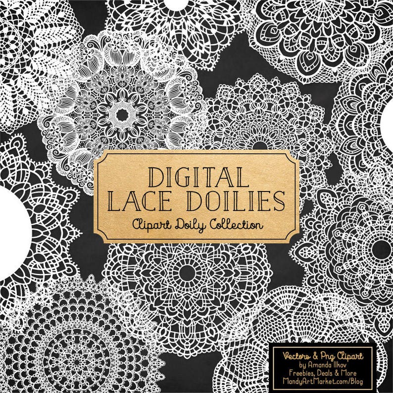 Premium Large White Lace Doily Vectors Doily Clipart Images, Digital Vector Doilies, White Clipart Doily image 2