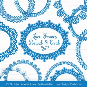 Blue Round Lace Frames Clipart & Vectors - Blue Lace Frames, Blue Vector Lace