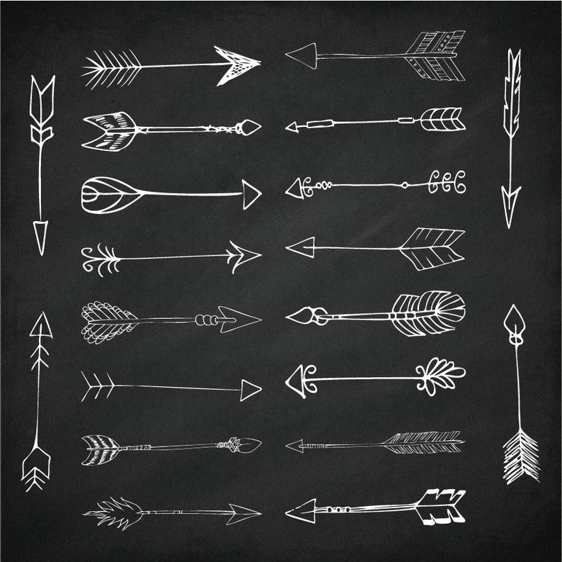 Premium Large Chalkboard Tribal Arrows Clip Art Set Arrow Clipart, Tribal Clipart, Arrow Vectors, Chalkboard Arrows, Chalkboard Clipart image 2