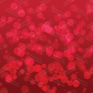 May include: Red background with a pattern of overlapping circles in various sizes. The circles are blurred and have a soft, glowing effect.