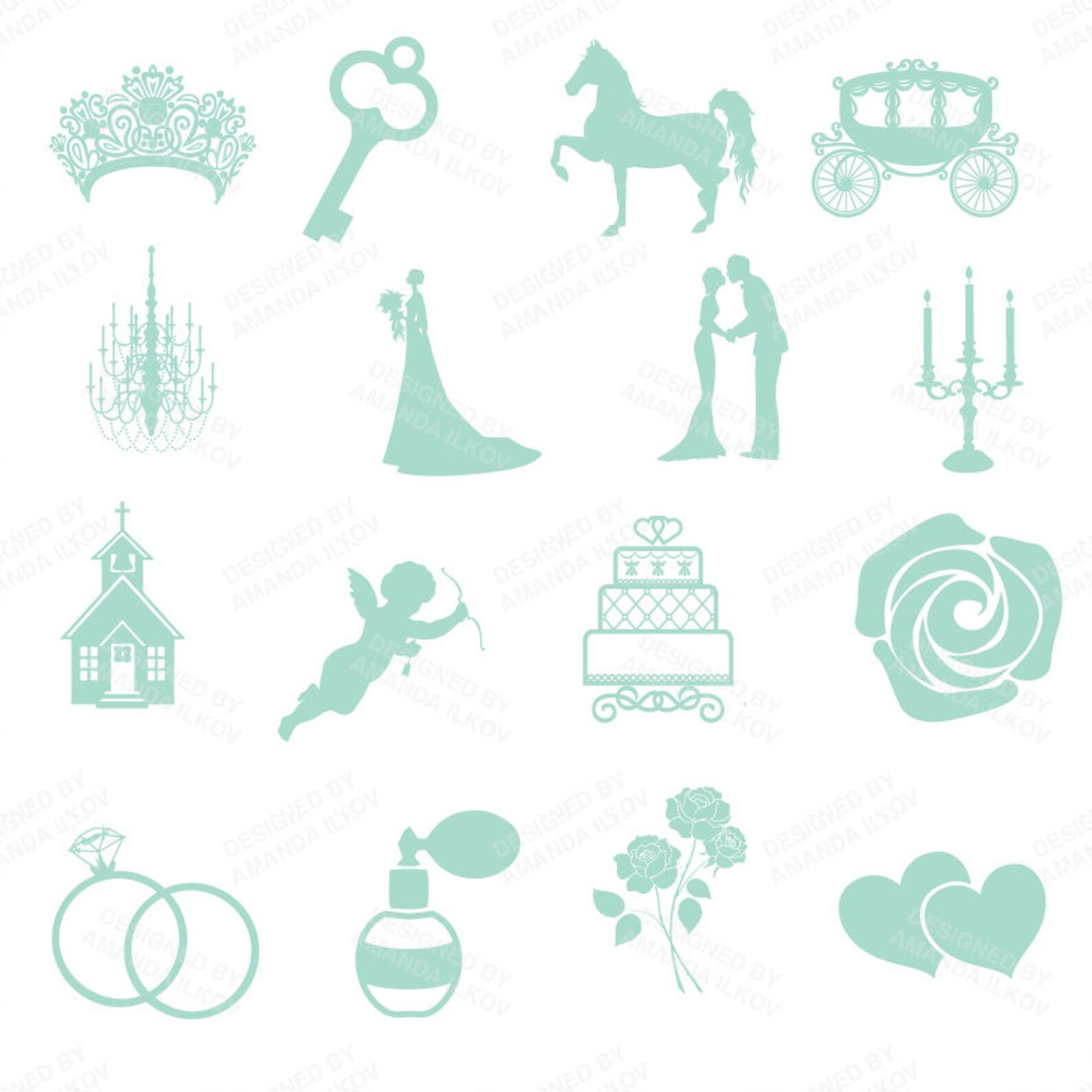 Premium Vintage Wedding Clipart for Scrapbooks, Crafting, Invitations ...