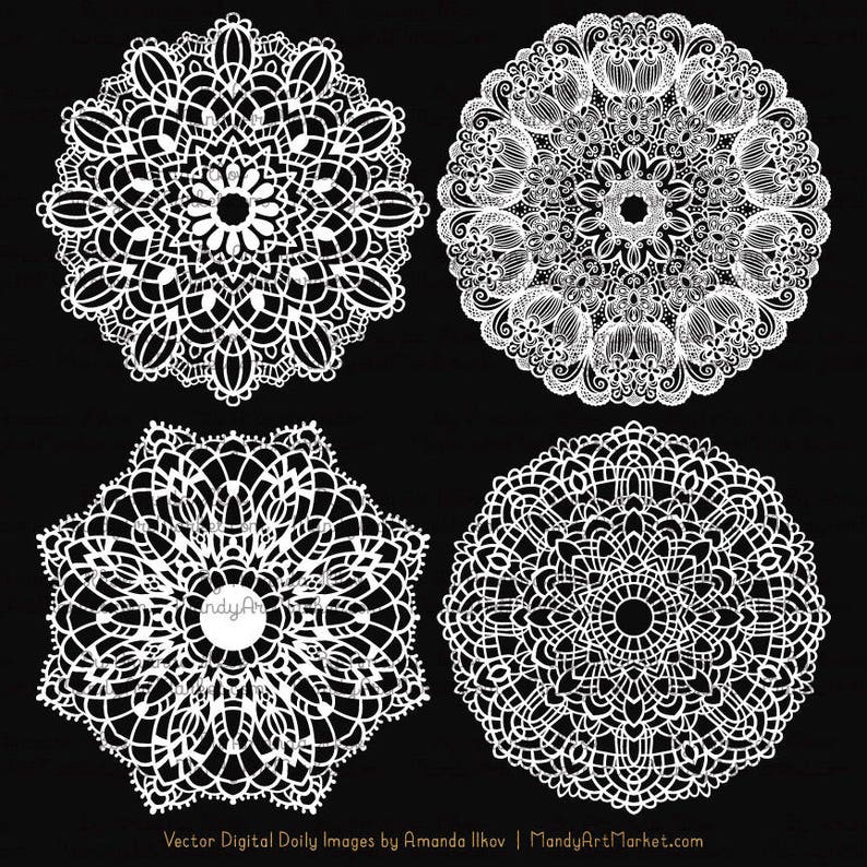 Premium Large White Lace Doily Vectors Doily Clipart Images, Digital Vector Doilies, White Clipart Doily image 3