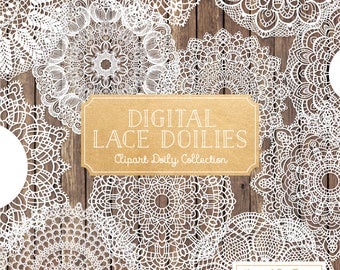 Premium Large White Lace Doily Vectors - Doily Clipart Images, Digital Vector Doilies, White Clipart Doily