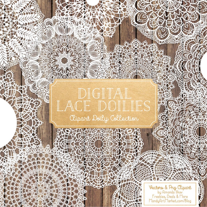 Premium Large White Lace Doily Vectors Doily Clipart Images, Digital Vector Doilies, White Clipart Doily image 1